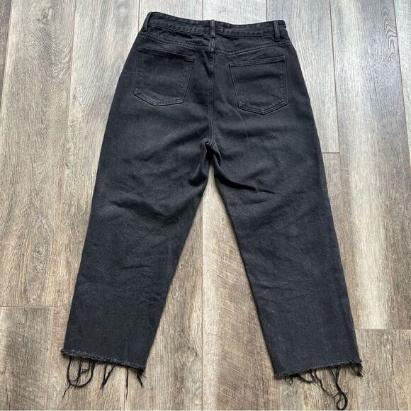 Shein Faded Black High Waist Distressed Wide Straight Leg Jeans Size Large - Picture 11 of 13